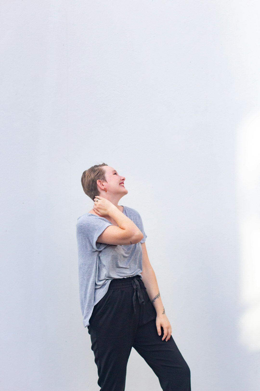 person practicing body language