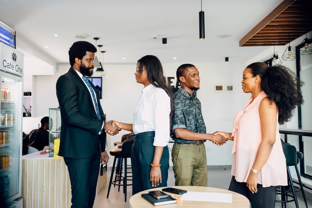professional handshake in office